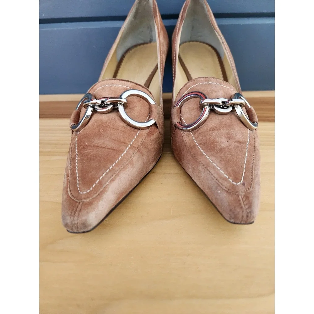 BCBG Tan Suede‎ Pointy Toe Heels